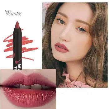 Puntos Водостойкая стойкая помада-карандаш 12 цветов Шелковистая матовая подводка для губ Косметика 6