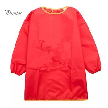 Puntos водонепроницаемый однотонный длинный рукав детский фартук для рисования кормление халат нагрудник S зелёный