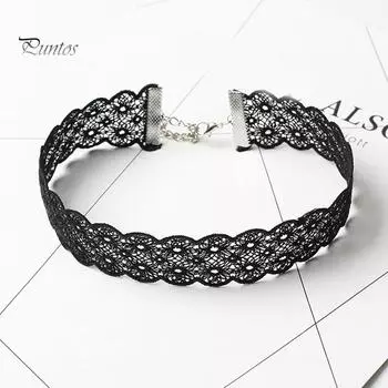 Puntos женские ювелирные изделия подарок готическая татуировка полые кружевные ключицы короткое ожерелье регулируемое чёрный