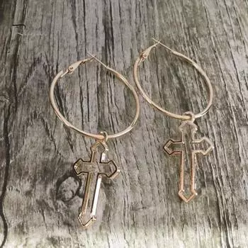 Puntos женские ювелирные изделия подарок панк полые кресты круглые висячие серьги-кольца пирсинг серебряный