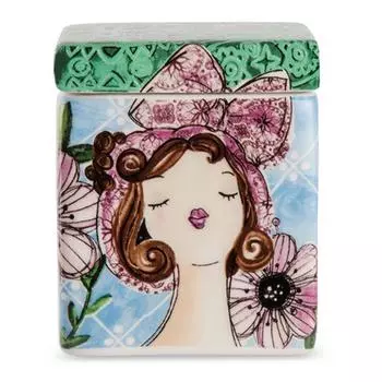 Pupazze [A2250] - Керамическая ароматическая свеча Pupazze зелено-голубая - 8x6x6 см