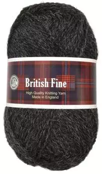 Puppy British Fine Medium Set of 10000149 Yarn, Fine, Col.12, Black, 25g, Approx. 116m, 5, чёрный