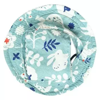 Puppy Bucket Hat Dogs Sunbonnet with Ear Holes Supplies Headwear Devil Hat Summer Hat with Strap Belt Photo Props синий