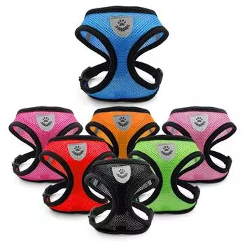 Puppy Cat Vest Harness With Leash Breathable Mesh Pet Chest Straps For Chihuahua York Harnesses Reflective Bulldog Walking Leash S