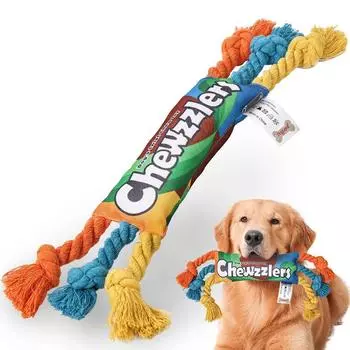 Puppy Chew Rope Knot Toy Dogs Chew Toys Colorful Cotton Durable Braided Dog Training Toys Dog Cleaning Teeth Braided Bone Rope