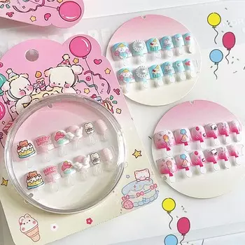 Puppy Dog Children False Nails Rabbit Bear Kids Fake Nail Extension Kids Girls Toys E and F