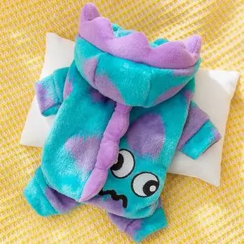 Puppy dog transformation cute monster four-legged fleece small dog teddy bear autumn and winter warm pet clothes M (recommended weight 5-4kg)