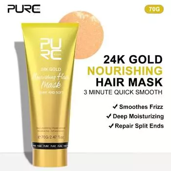 Питательная маска для волос PURC 24K Gold Magic Smoothing Straightening Professional Keratin Hair Treatment Средство по уходу за волосами для женщин жёлтый