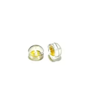 Pure 18K Gold Earplug Silicone Pearl Ear Studs Back Plug Fine Hole Gold AU750 Anti-Drop Super Tight Anti-Allergy 18K gold Au750 pair + one more pair
