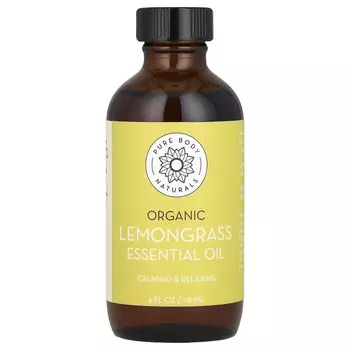 Pure Body Naturals, органическое эфирное масло, лемонграсс, 4 жидких унции (118 мл)