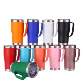 Pure Color Pattern Stainless Steel Thermos Cup Portable Car Thermos Bottle Thermal Insulation Ice Tyrant Cup 20oz