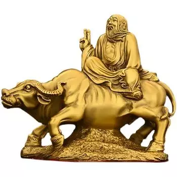 Pure Copper Bronze Statue of Laozi Riding A Bull Character Statue Laozi Out of Customs Decoration Home Craft Decor