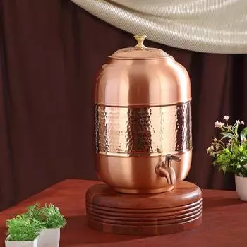 Pure Copper Half HaMmered Water Dispenser 99.5% Pure. (4 Litre)