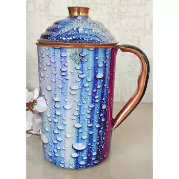 Pure Copper Jug with Water Drop Print, Serveware & Drinkware, Beneficial for Health, Volume-2000 ML