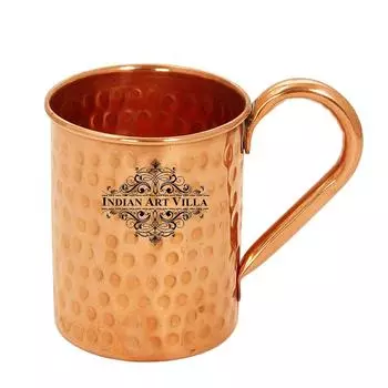 Pure Copper Straight Shaped Hammered Design Moscow Mule Beer Mug Cup, Best for Beer Cocktail Parties, Barware, Volume-415ML