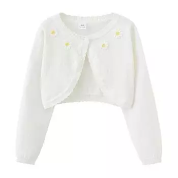 Pure Cotton A-type Sunflower Children s Shawl Summer Air-conditioning Shirt Girls Knitted Cardigan Jacket 90cm