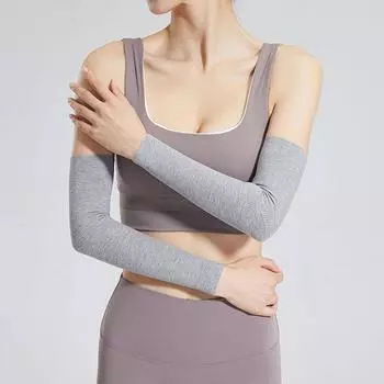 Pure Cotton Arm Sleeve Men s Sun Protection Women s Long Sleeve Thin Air-Conditioned Room Summer Elbow Arm Arm Joint Heattech Oversleeve 45cm light gray XL