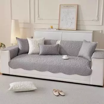 Подушка для дивана из чистого хлопка с вышитым волнистым краем, универсальная, противоскользящая, на все времена, простая, пылезащитная, чехлы для диванов 70x70cm 1pcs