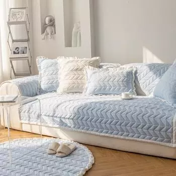 Pure Cotton Fabric Sofa Cushion Four Seasons Universal Non-Slip Cushion Simple Modern Sofa Cover Cover Cloth Back Towel Ins 70x70