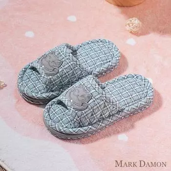 Pure Cotton Fabric Soft Bottom Cloth Bottom Cartoon Lucky Cat 3-6-9 Toddler Children Teens Non-Slip Silent Home Indoor Slippers Light blue Kids medium size M inner length 20cm