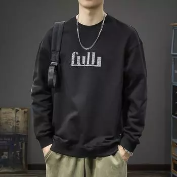 Свитер из чистого хлопка, тяжелый, в стиле ретро, с круглым вырезом, мужской, свободного кроя, большого размера, американский трендовый бренд, повседневный спортивный топ, куртка, трендовый M хаки