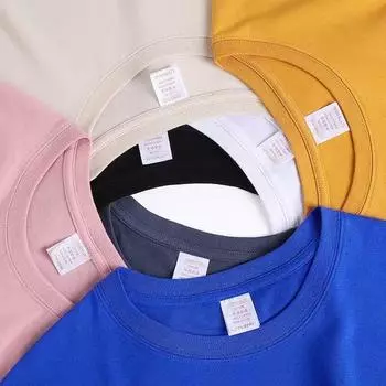 Футболка из чистого хлопка с круглым вырезом и короткими рукавами, однотонная пустая рубашка M белый