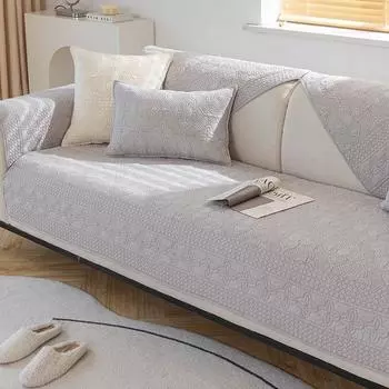 Pure Cotton Sofa Cushion All Year Round Non-Slip Universal Solid Wood Cotton Seat Cushions Fabric Leather Sofa Cover Gray 2025 New Arrival Everything goes well, gray 45*45cm pillow case