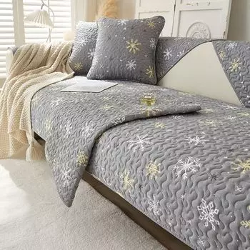 Pure Cotton Sofa Cushion All Year Round General Fabrics European Style Idyllic Anti-Skid Cushion Sofa Cover Sofa Towel Covers All Inclusive Snowflake 70 * 70cm