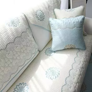 Pure Cotton Sofa Cushion Cushion Non Slip Simple Cloth Modern Scandinavian All Year Round Neutral Double-Sided Washed Cotton Embroidered Cover Beige 70*70 available backrest armrest