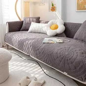 Pure Cotton Sofa Cushion Non Slip All Year Round Neutral Nordic Simple Modern Cotton Fabric Pure Color Cushion Machine Washable See dark gray 45*45cm pillow case without core