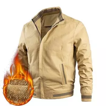 Флисовая куртка из чистого хлопка с воротником-стойкой, мужская осенне-зимняя, для людей среднего возраста и молодежи, утолщенная повседневная куртка, модная мужская одежда M