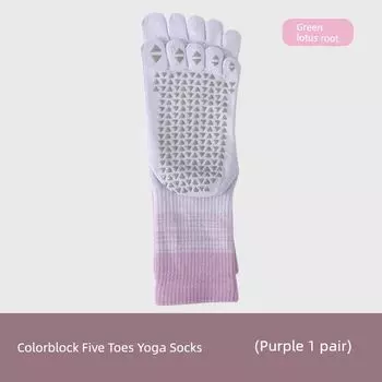 Pure Cotton Yoga Socks Professional Non Slip Pilates Socks Dopamine Toe Socks Knee Socks Summer Room Socks Toe Socks Women Lavender purple(1 pair)