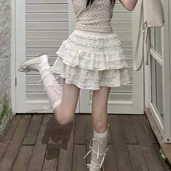 Pure Desire балетная юбка в стиле Sweet Cake для женщин, лето 2024, новая утягивающая юбка трапециевидной формы с высокой талией для похудения S чёрный