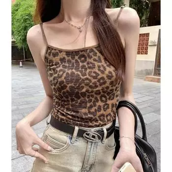 Pure Desire Hot Girl Sexy Leopard Print Camisole Female 2024 Новая летняя верхняя одежда Dopamine Short Hot Top S
