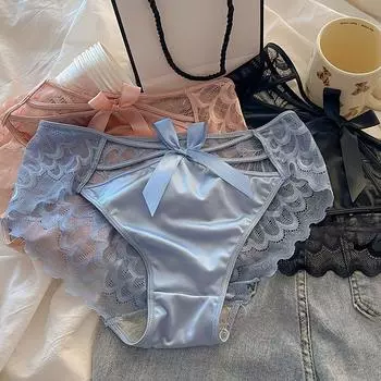 Pure Desire сексуальное кружевное нижнее белье женские трусики с бантом и крестом средняя талия дышащие трусики для девочек M чёрный