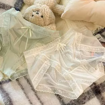 Pure Desire Сексуальное нижнее белье для женщин Чистый хлопок промежность талия Легкие дышащие бесшовные треугольные трусики из ледяного шелка M белый
