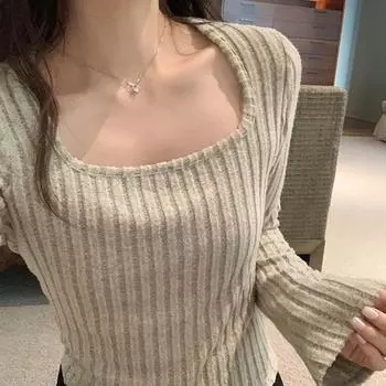 Pure Desire квадратный воротник розово-красный топ питбол осень-зима новый ретро внутренняя многослойная рубашка S