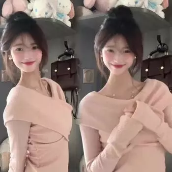 Pure Desire Sweet Slim Fit Футболка с длинными рукавами для женщин Осень-зима Топ для похудения Универсальная пикантная трикотажная базовая рубашка для девушек S