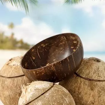 Чистая натуральная кокосовая скорлупа чаша креативная милая деревянная посуда большая десертная чаша бытовая взрослая кокосовая чаша деревянная посуда 1pc