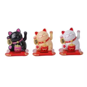 Pure Seek Shaking Head Solar Doll Set of 3 Solar Battery Solar Cell Figure Decoration Hobby Feng Shui Goods Mouse Manking Cat Input