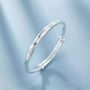 Pure Silver Bracelet Niche Design High-quality Element Circle Simple and Versatile 999 Sterling Silver Bracelet for Women