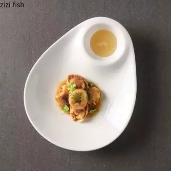 Pure White Irregular Deep Plate Restaurant Dumpling Plate Dessert Plate Pasta Plates Molecular Cuisine Specialty Tableware
