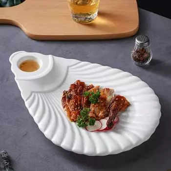 Pure White Special-shaped Ceramic Restaurant Hotel Cold Dishes Sushi Fruit Salad Kitchen Snack Plate Tableware