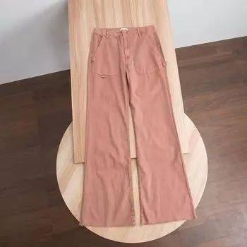 Pure Yuan Light Luxurious Beauty Single High Waist Slightly Pull Mop Pants Parka Lotus root powder 33