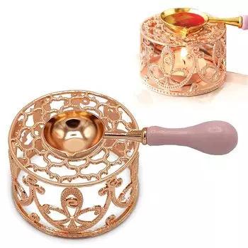PUREAMBER Sealing Stamp Furnace Sealing Wax Furnace Spoon Sealing Stamp Set (Pink Gold)