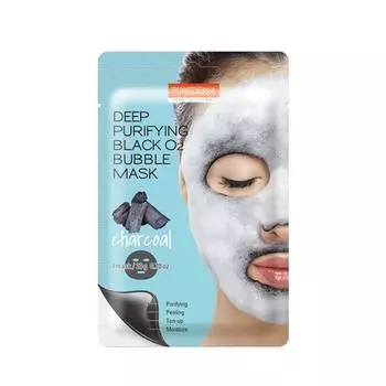 Purederm Black O2 Bubble Cleansing Mask Pack Charcoal 20 г, 1 упаковка, 10 штук
