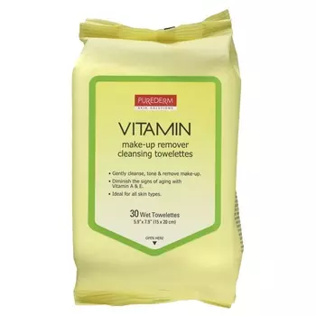 Purederm, makeup remover cleansing tissues, vitamins, wet tea 30 sheets
