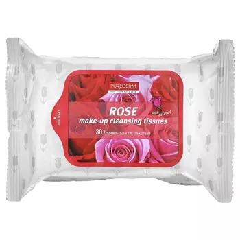 Purederm, салфетки для снятия макияжа, роза, 30 салфеток