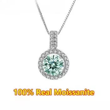 PureMax Day 1 карат зеленый муассанит ожерелье D цвет VVS1 кулон S925 серебро ювелирные изделия для женщин подарок на свадьбу 45cm