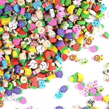 PureSino Мини Забавный Ассортимент Мини Примерно 100 Милых Карандашей Для Рождественской Вечеринки Класс 6 Узоров Случайные Узоры Ластик, Ластик, Ластики,